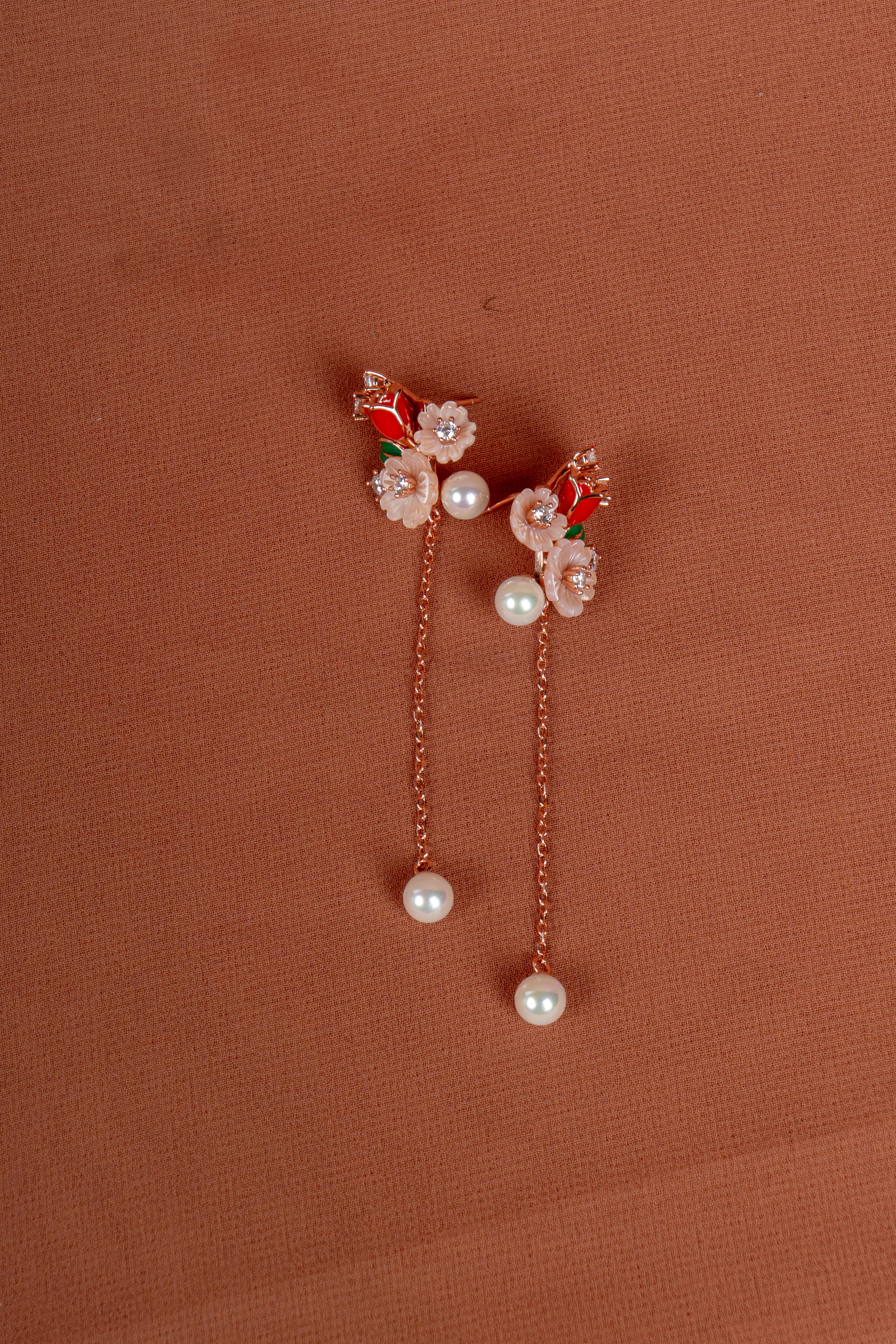 Blossom Pearl Drop Necklace and Earrings Set