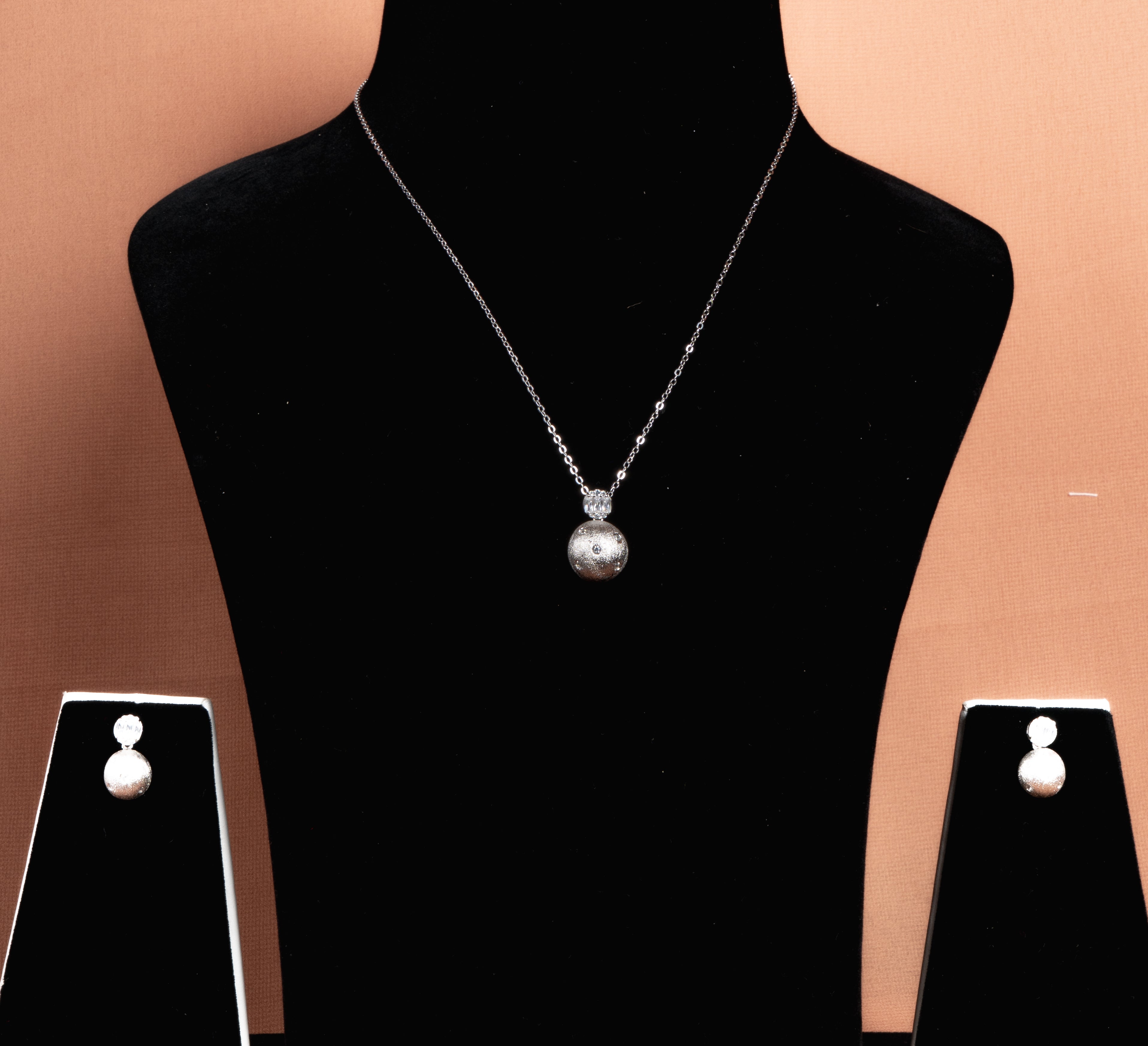 Celestial Silver Sphere Necklace and Earrings Set