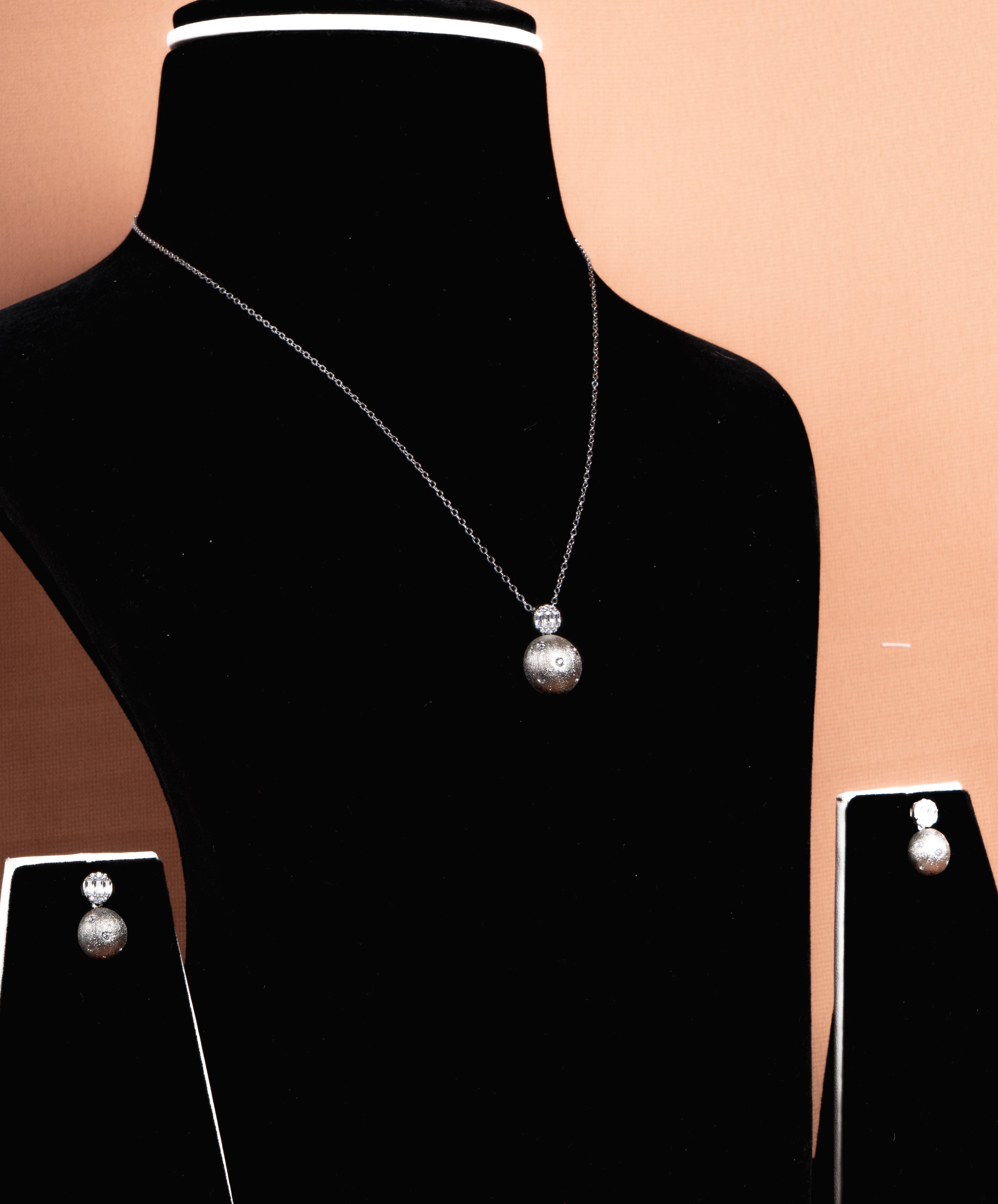 Celestial Silver Sphere Necklace and Earrings Set