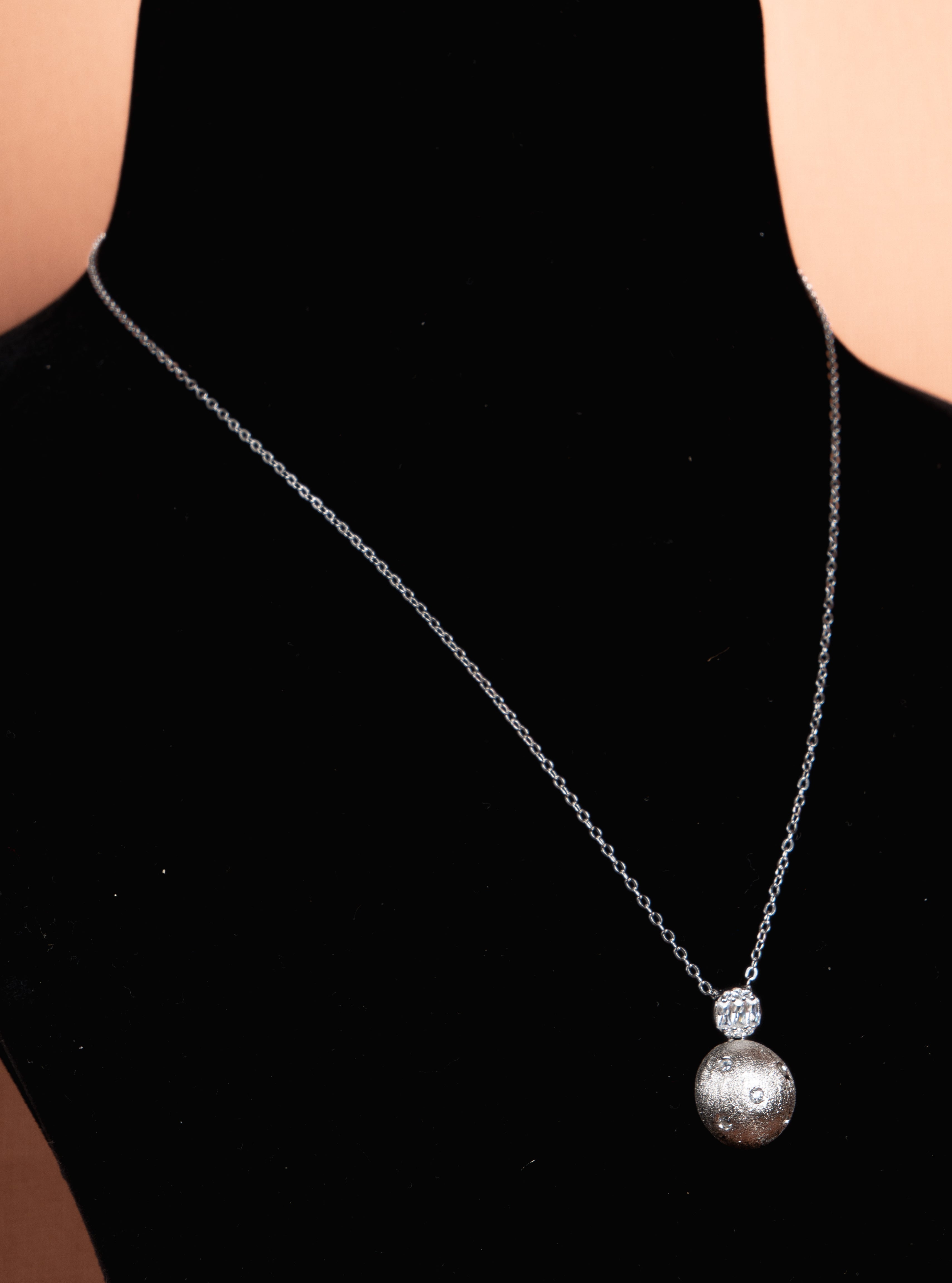 Celestial Silver Sphere Necklace and Earrings Set