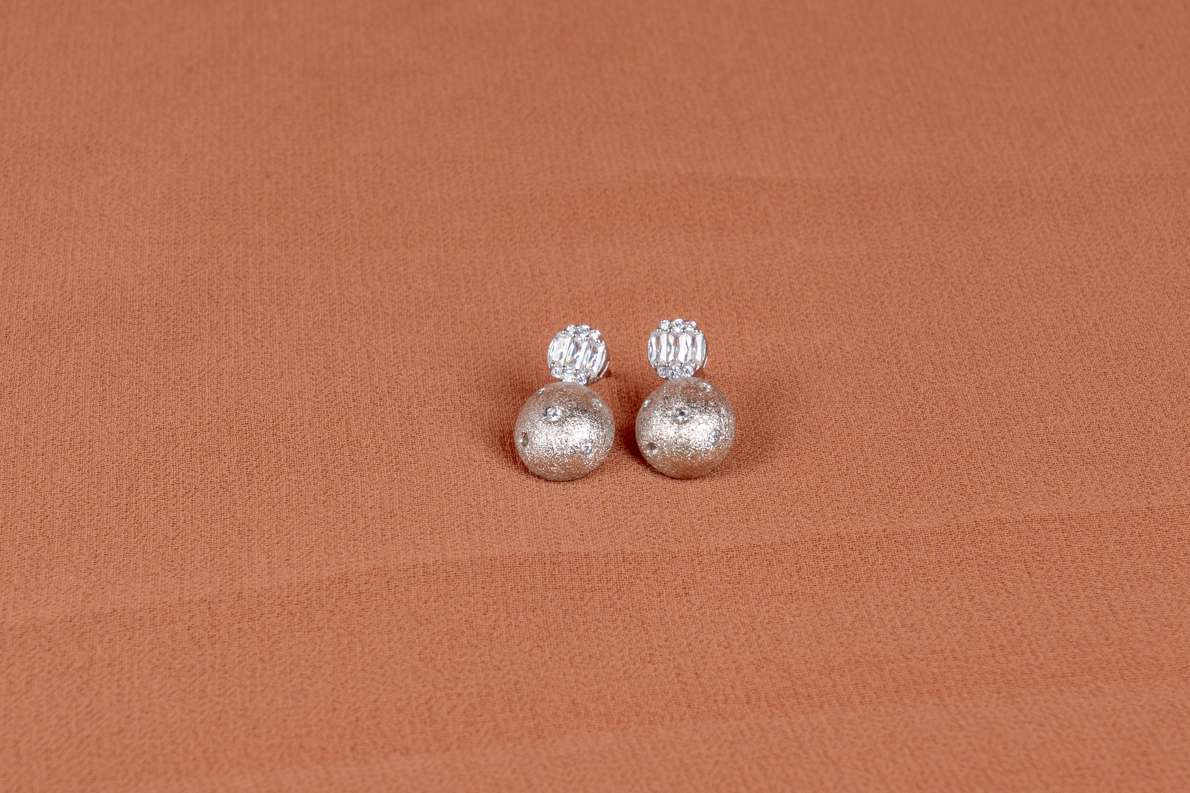 Celestial Silver Sphere Necklace and Earrings Set