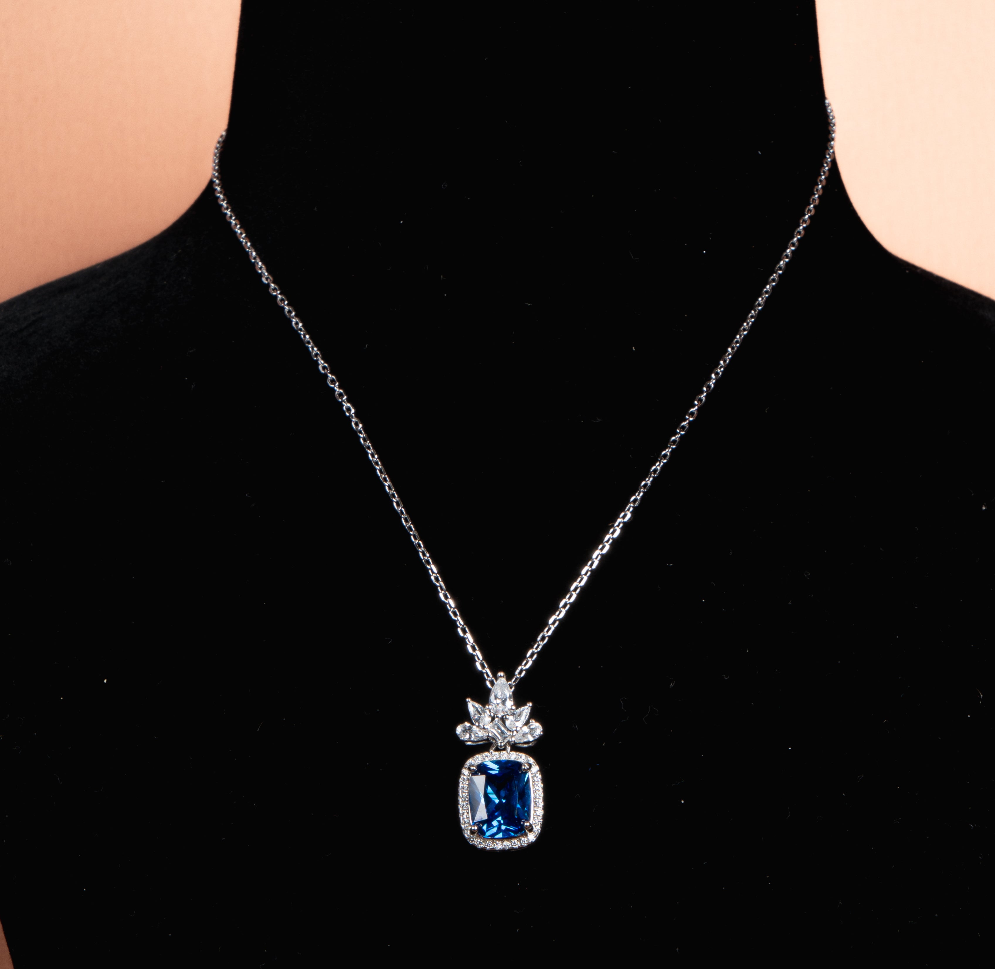 Royal Sapphire Bloom Pendant Necklace