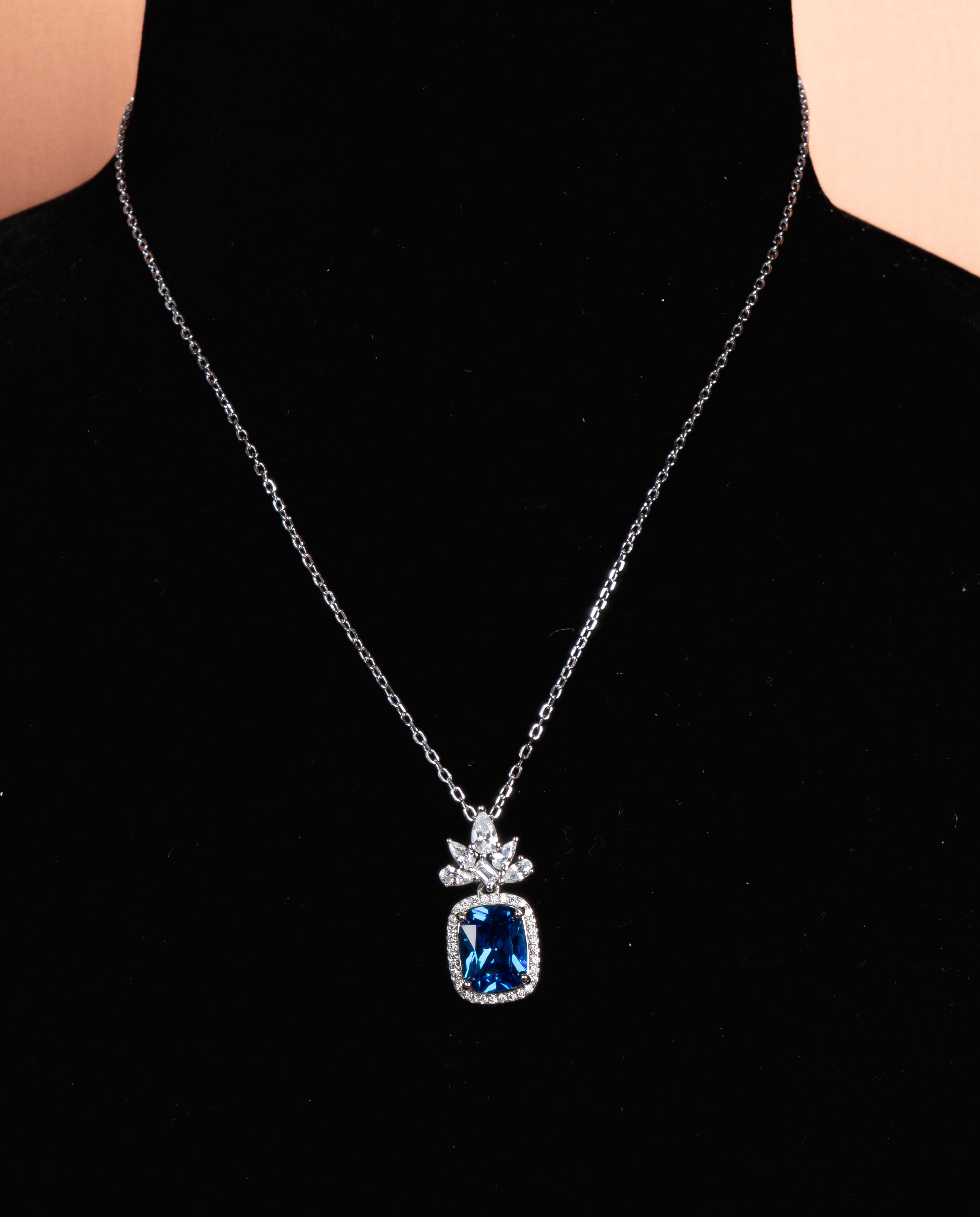 Royal Sapphire Bloom Pendant Necklace