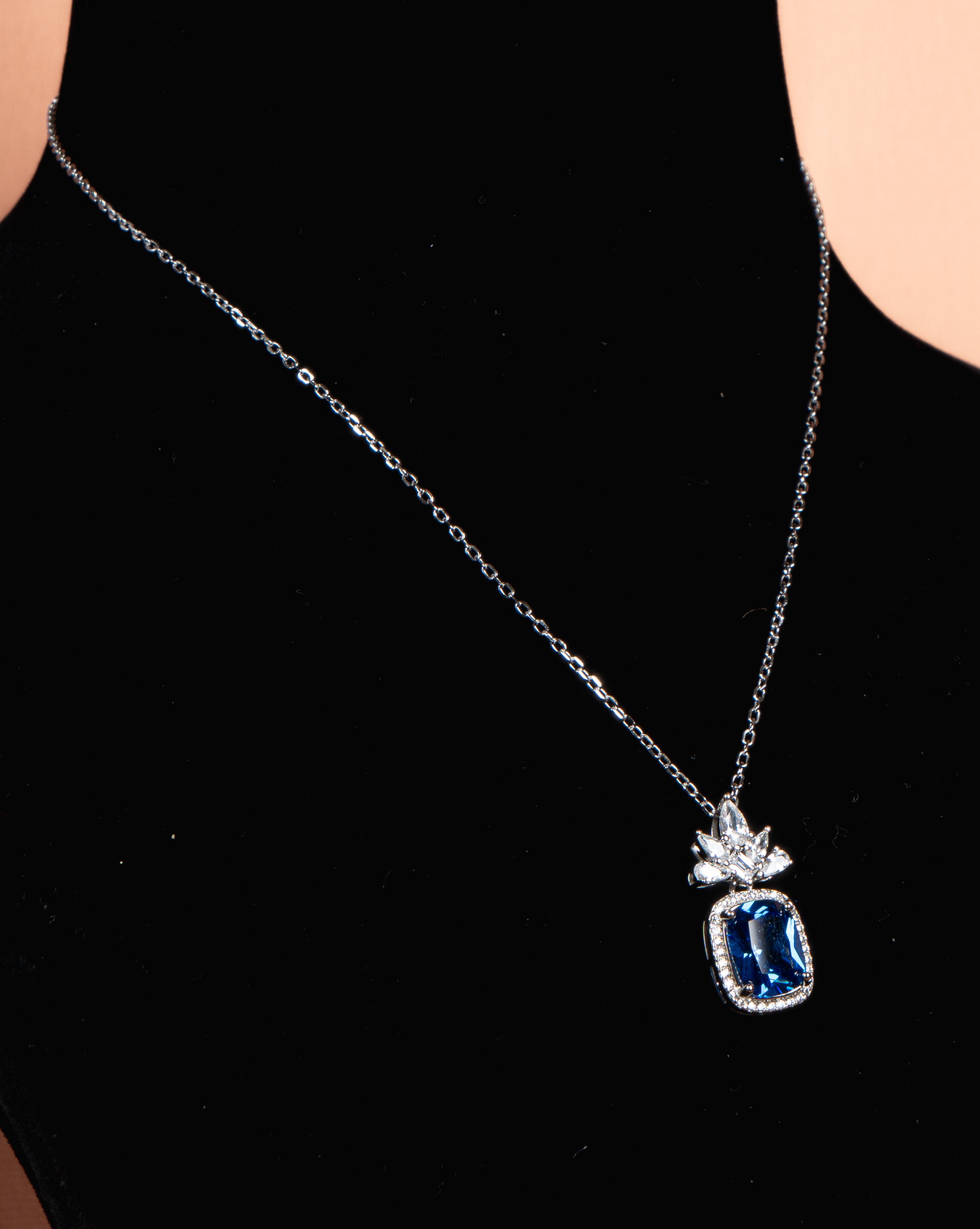 Royal Sapphire Bloom Pendant Necklace