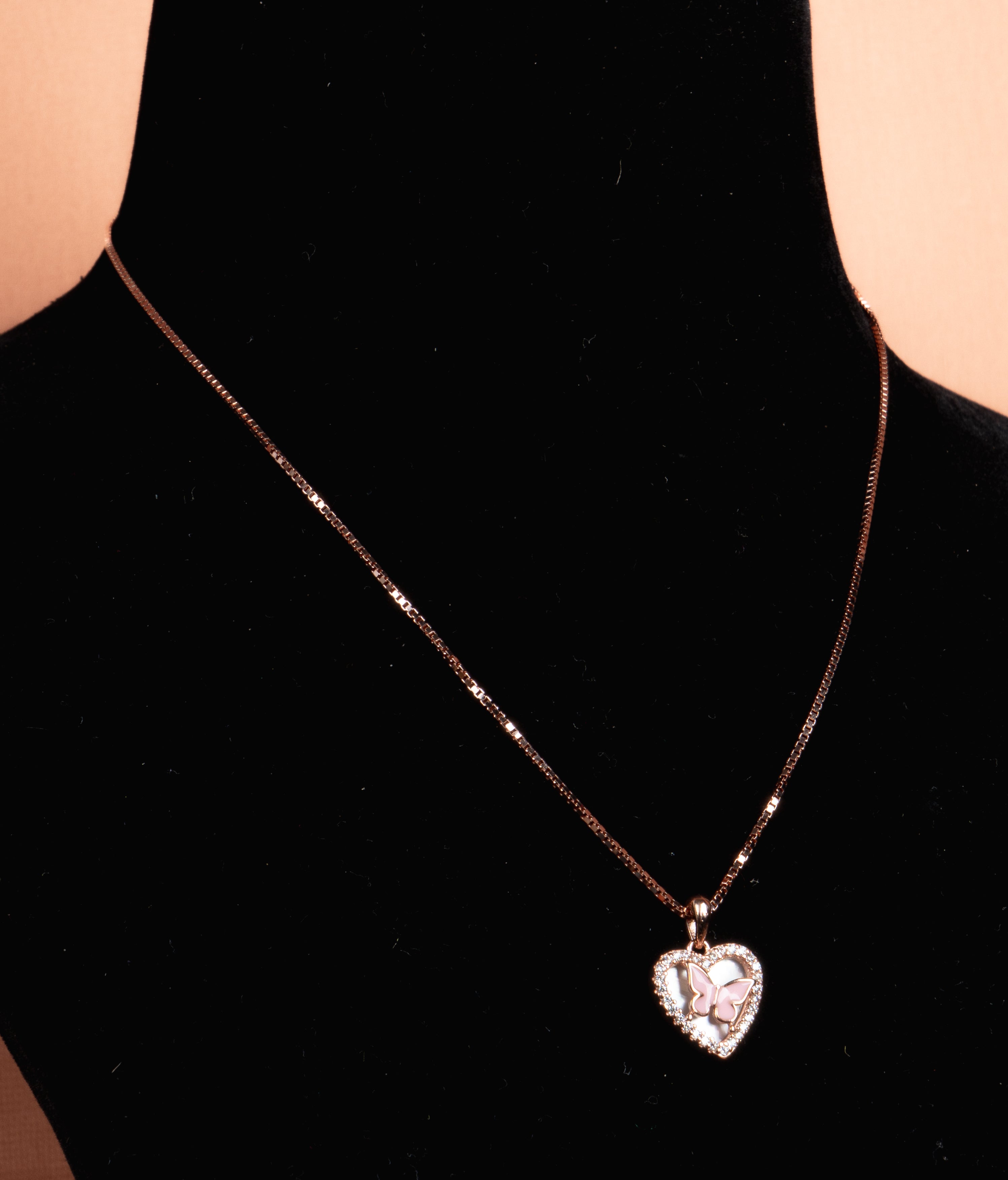 Blush Butterfly Heart Pendant Necklace
